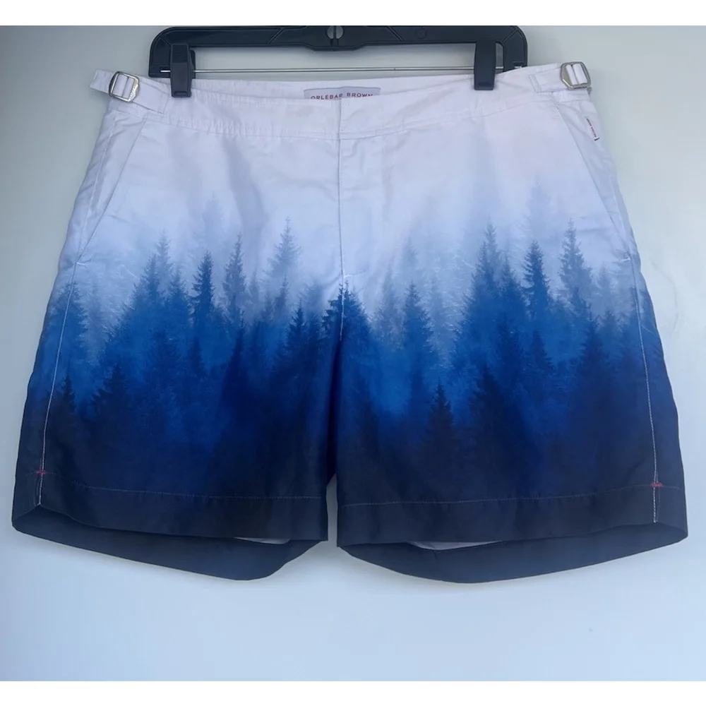 Orlebar Brown Bulldog Classic Swim Shorts 33 Blue Ombre Forest Lined OB Classic